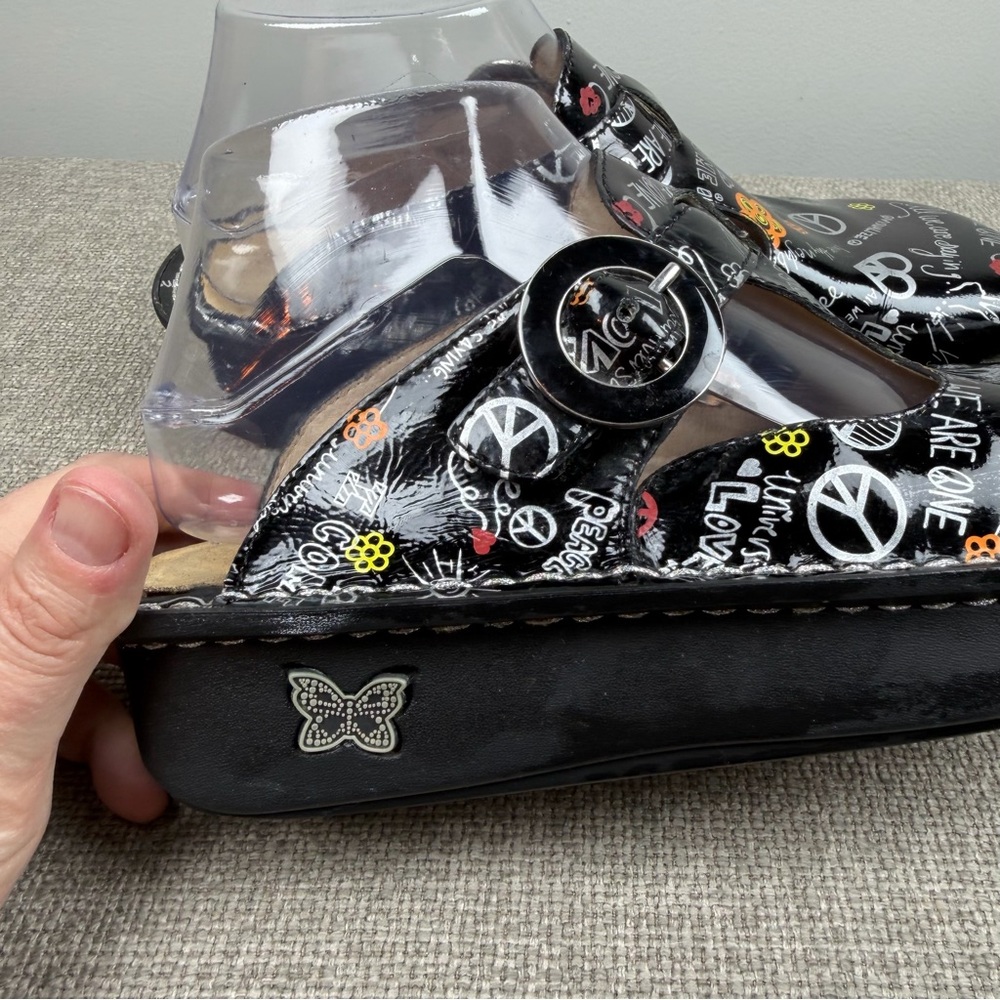 Alegria Black Floral Peace Sign Clogs - Picture 3 of 9